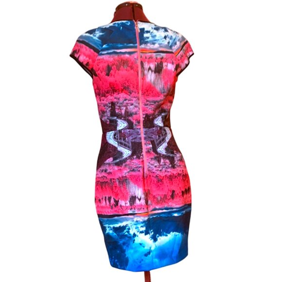 TED BAKER - Vibrant Pink and Blue Bodycon Mini Dress Size 3 (US 8) - Picture 3 of 11